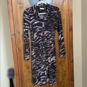 Calvin Klein jersey shirt dress w/tie @ waist, LS